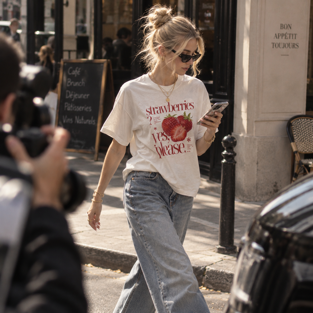 Vintage Strawberry Graphic Cotton Tee